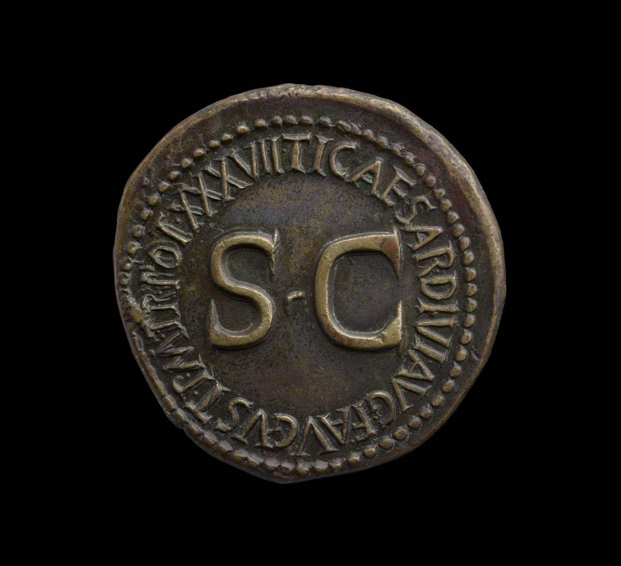 Moeda Imperial Romana de Roma, 35-36 dC (latão de orichalcum) de Roman
