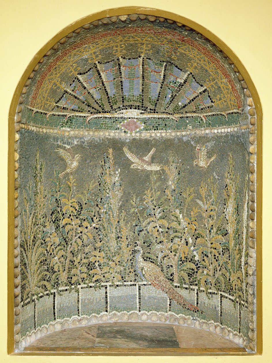 Nicho de fonte de mosaico romano, c1st AD (mosaico) de Roman