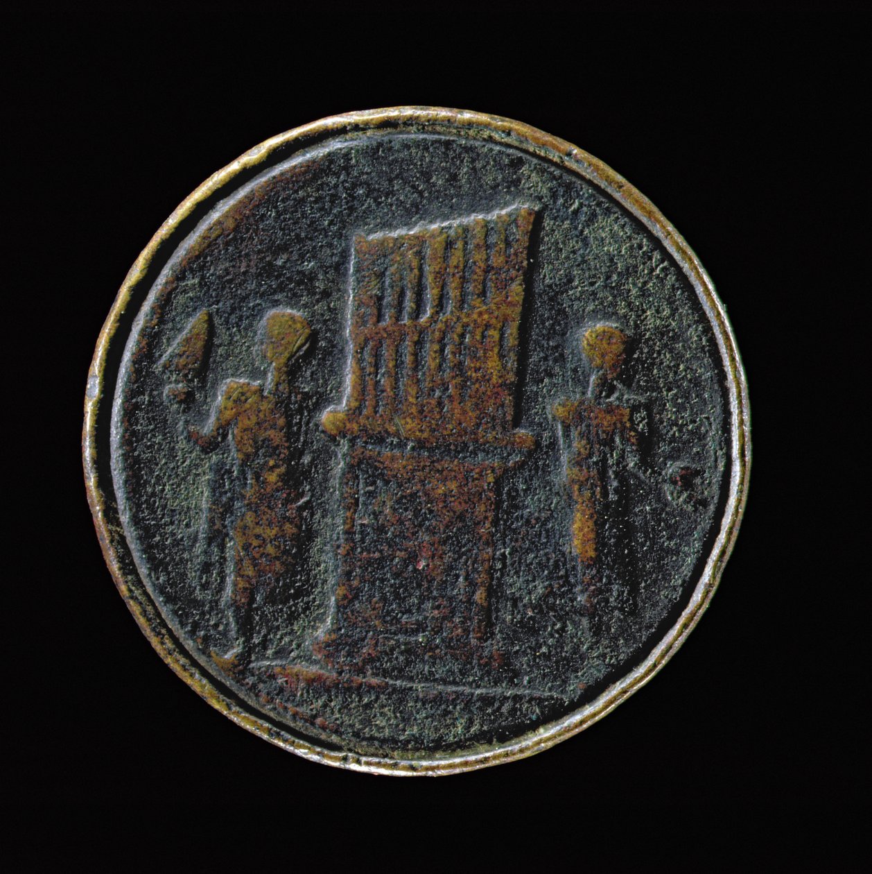 Moeda romana representando um órgão (bronze) de Roman