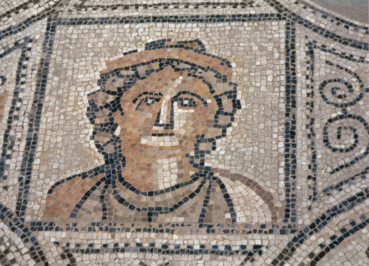 Mulher romana, do chão de uma casa (mosaico) de Roman