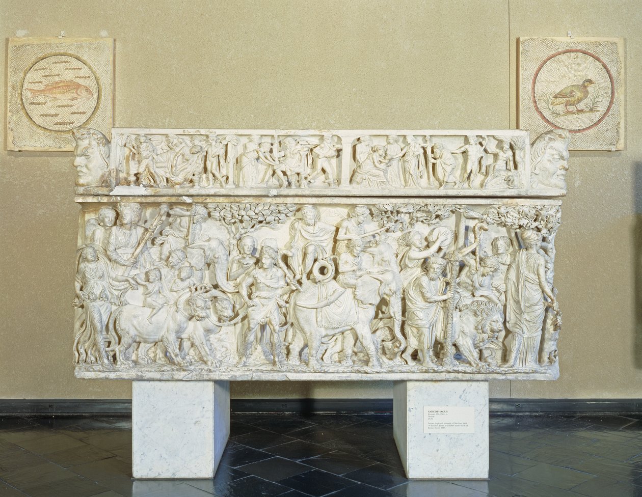 Sarcófago representando o Triunfo de Dionísio, c.190 dC (mármore) de Roman