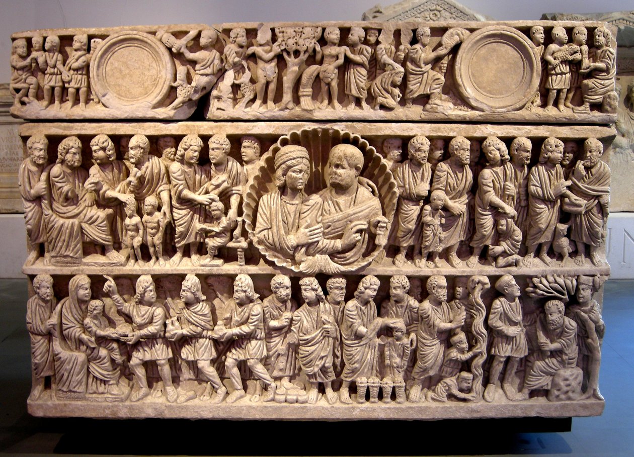 Sarcófago dos milagres de Cristo, c.375 (mármore) de Roman