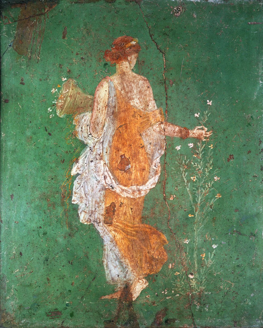 Primavera, donzela reunindo flores, da vila de Varano em Stabiae, c.15 BC-60 dC de Roman