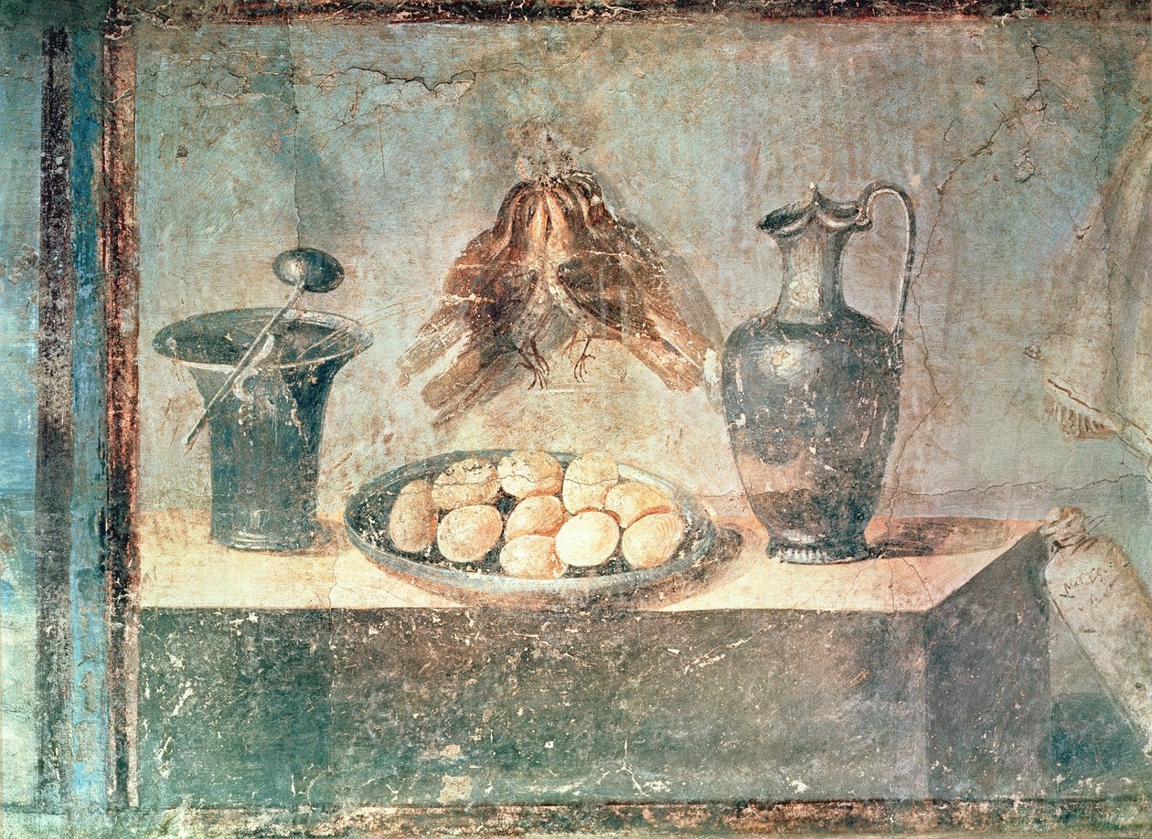 Ainda vida com ovos e tordos, da Villa di Giulia Felice, Pompéia de Roman