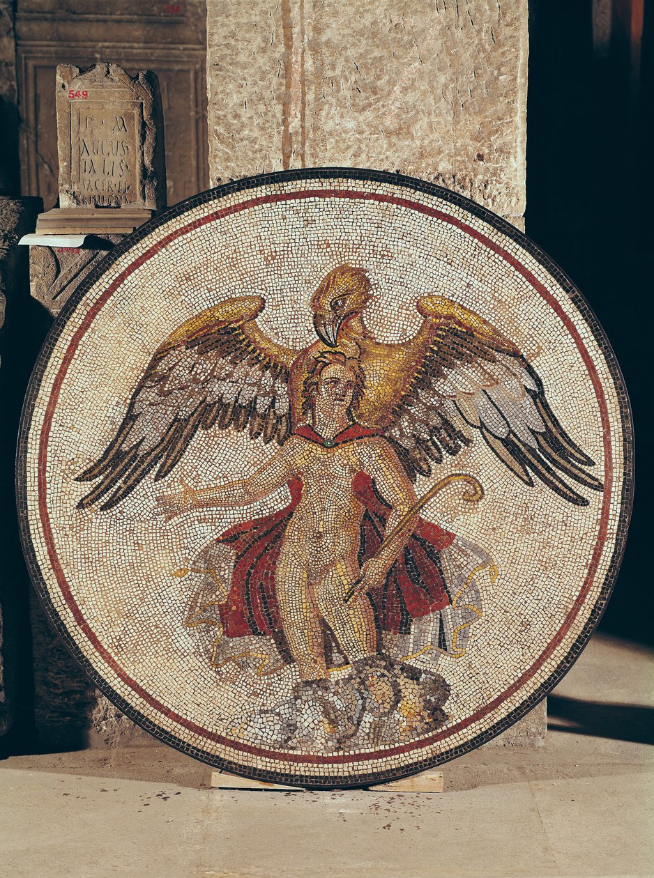 O Rapto de Ganimedes, do 2º ao 3º século (mosaico) de Roman