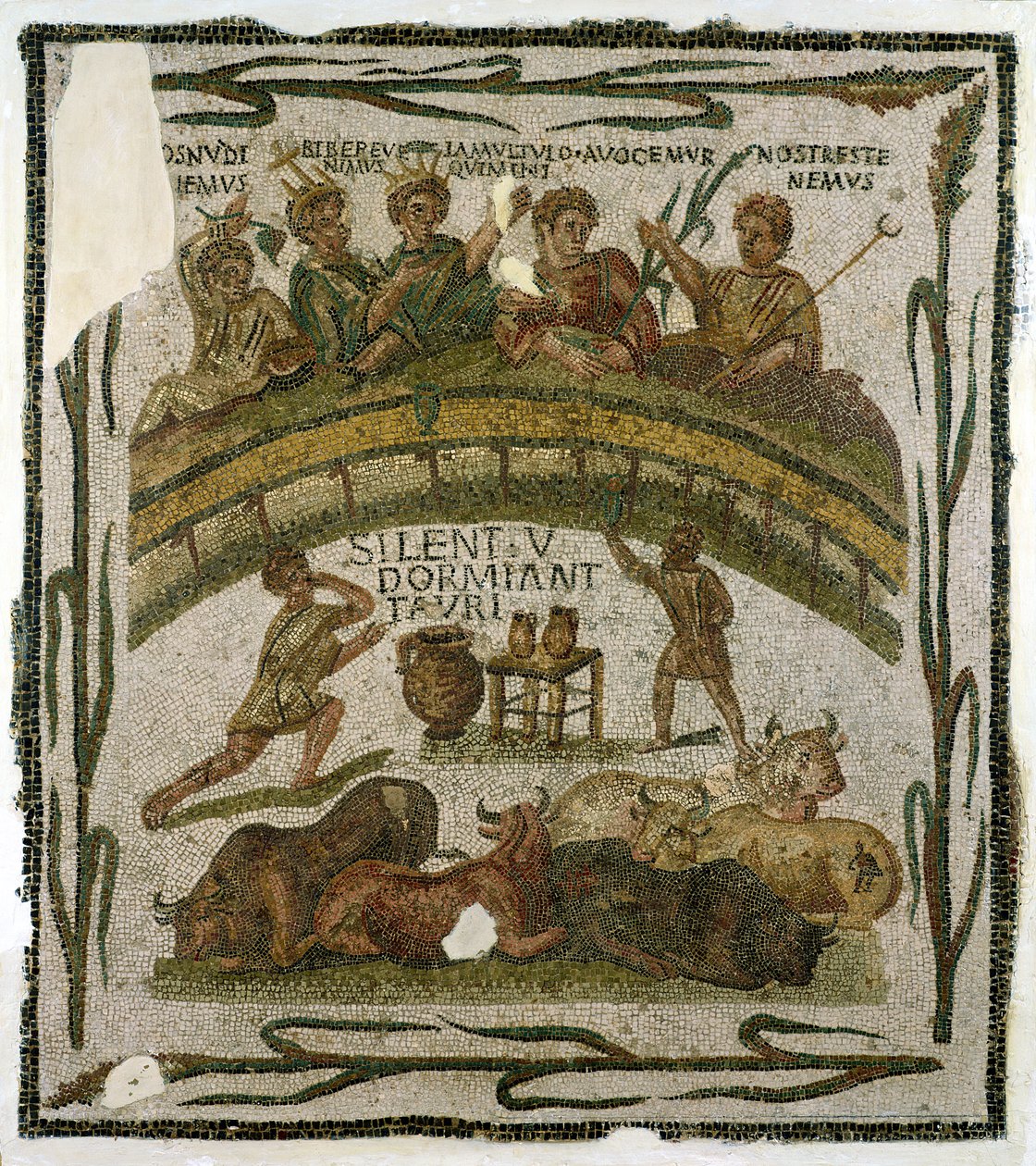 O banquete do traje, de El-Jem (antigo Thysdrus) c.200-220 (mosaico) de Roman
