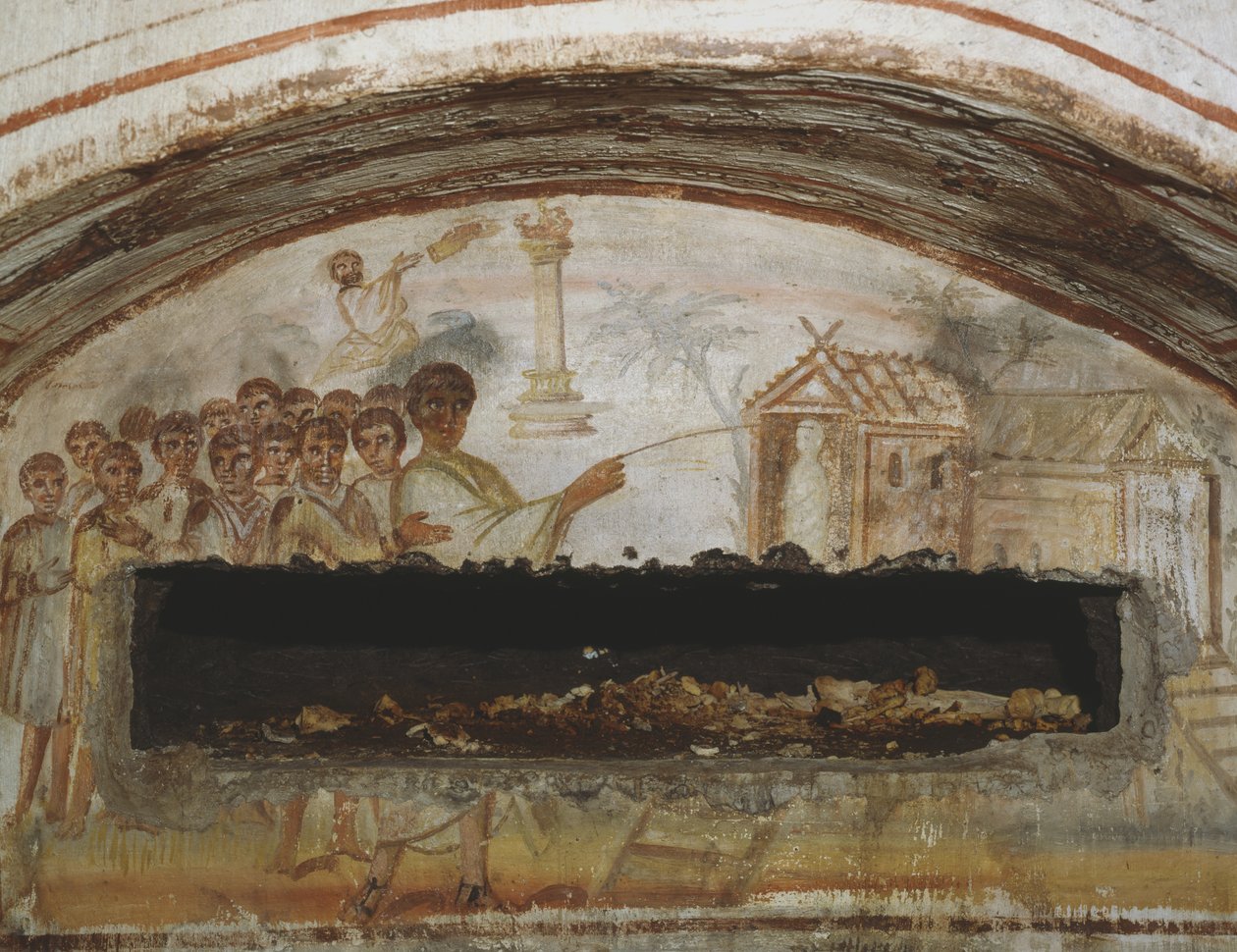 O levantamento de Lázaro, Catacumbas da Via Latina, Roma de Roman