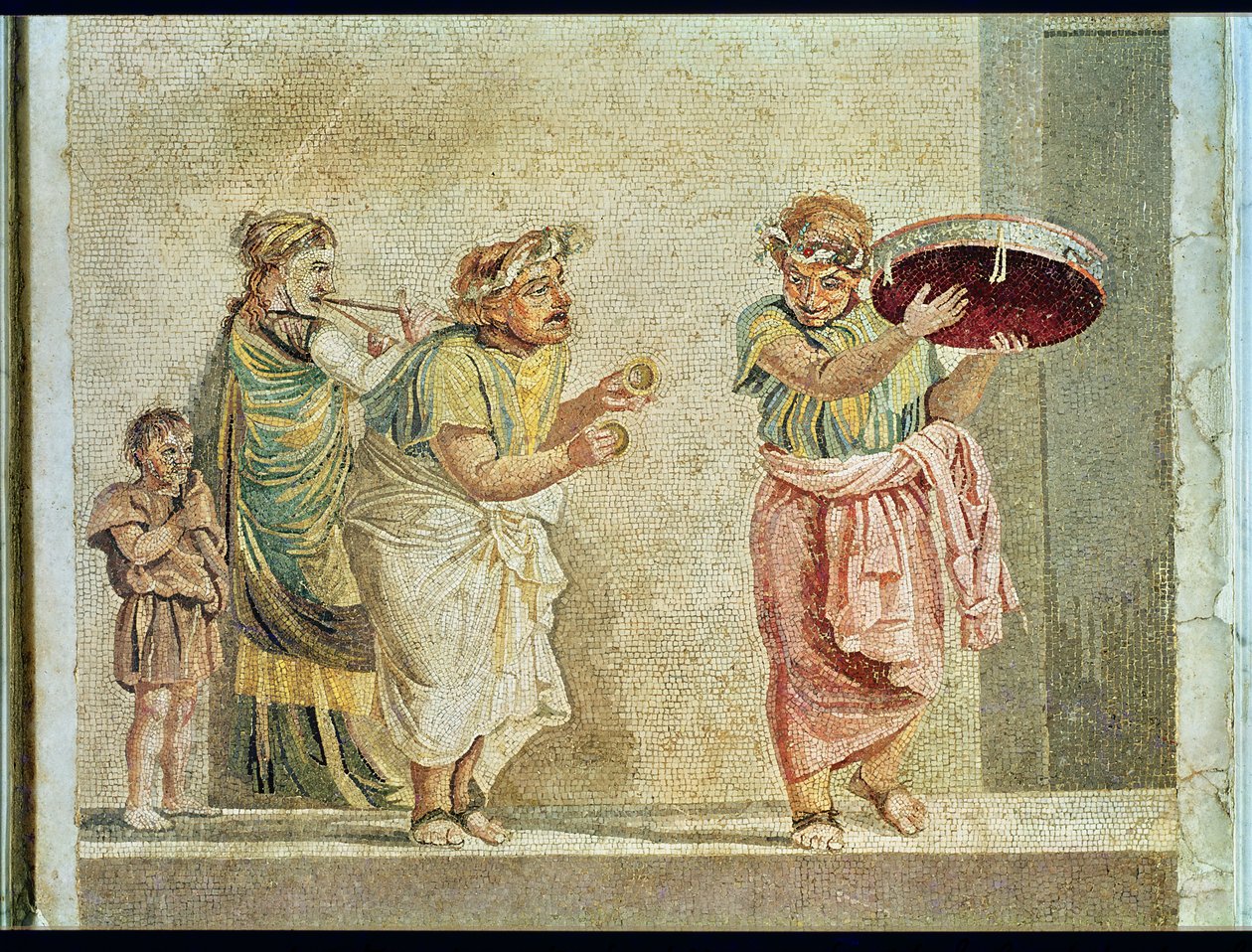 The Street Musicians, c.100 aC (mosaico) de Roman