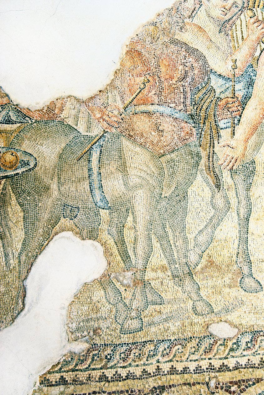 A, triunfal, procissão, de, Dionysos, detalhe, de, dois, centauros, casa, de, Aion, paphos, chipre, mosaico de Roman
