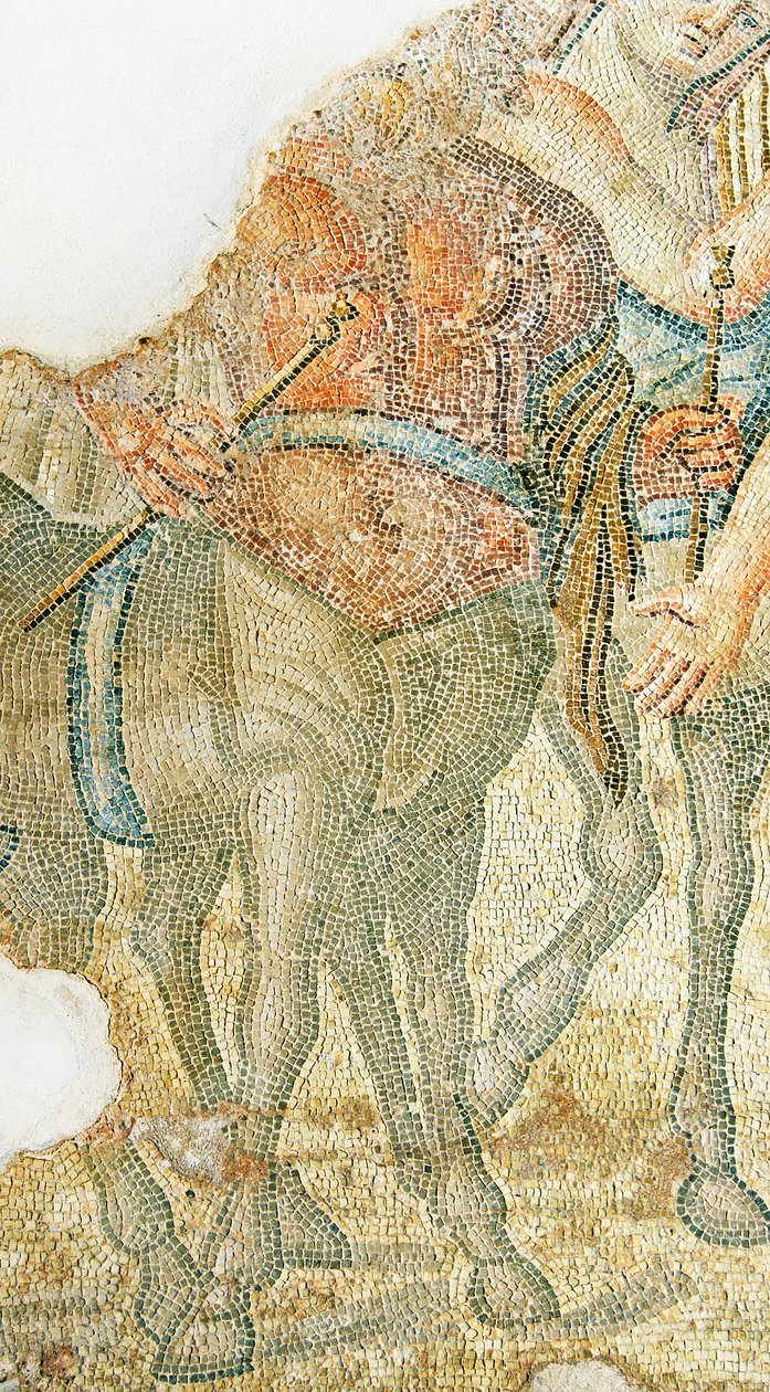 A, triunfal, procissão, de, Dionysos, detalhe, de, dois, centauros, casa, de, Aion, paphos, chipre, mosaico de Roman