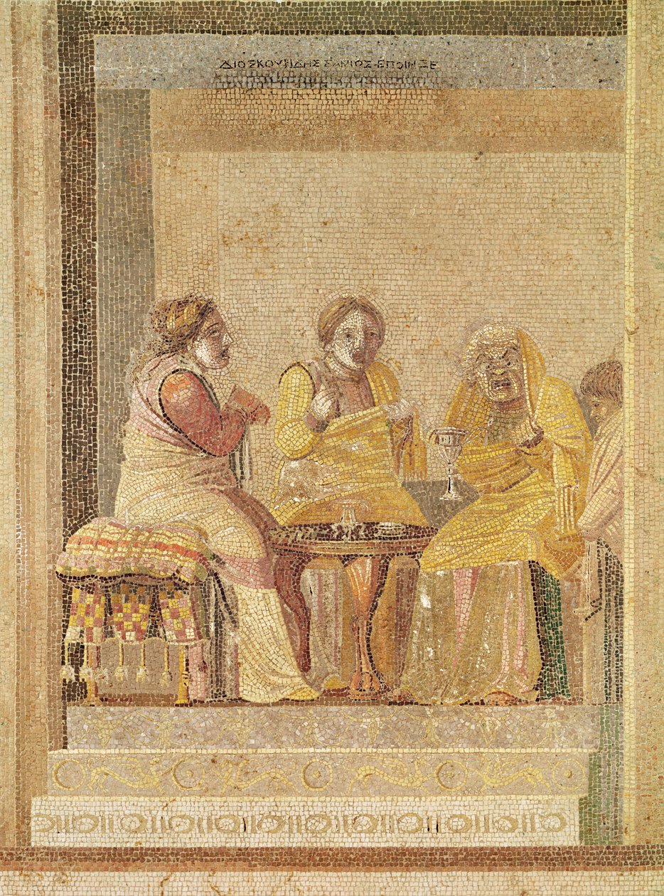 Cena de teatro: Um mágico com clientes (mosaico) de Roman
