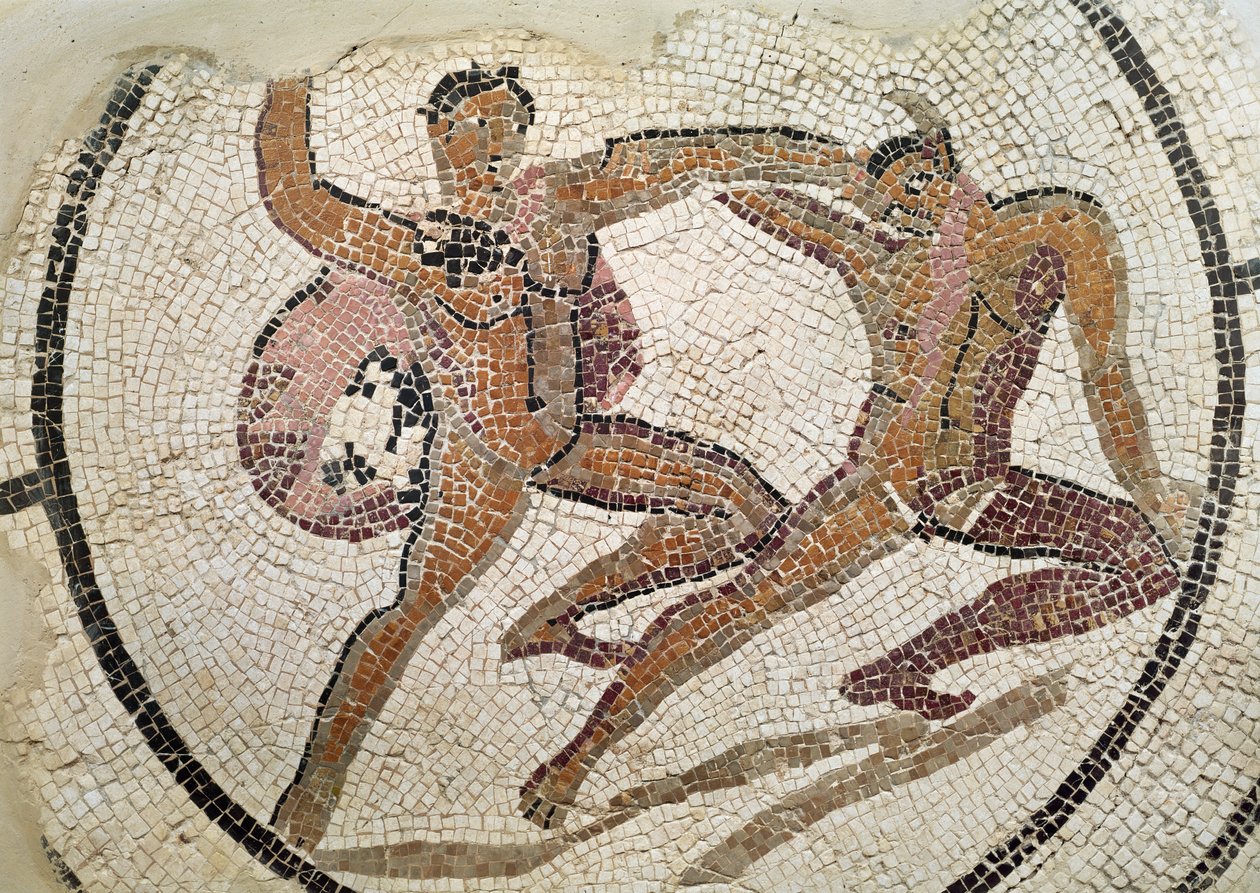 Dois gladiadores lutando (mosaico) de Roman