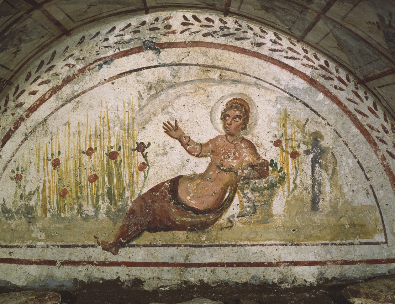 Pintura de parede das Catacumbas da Via Latina, Roma de Roman