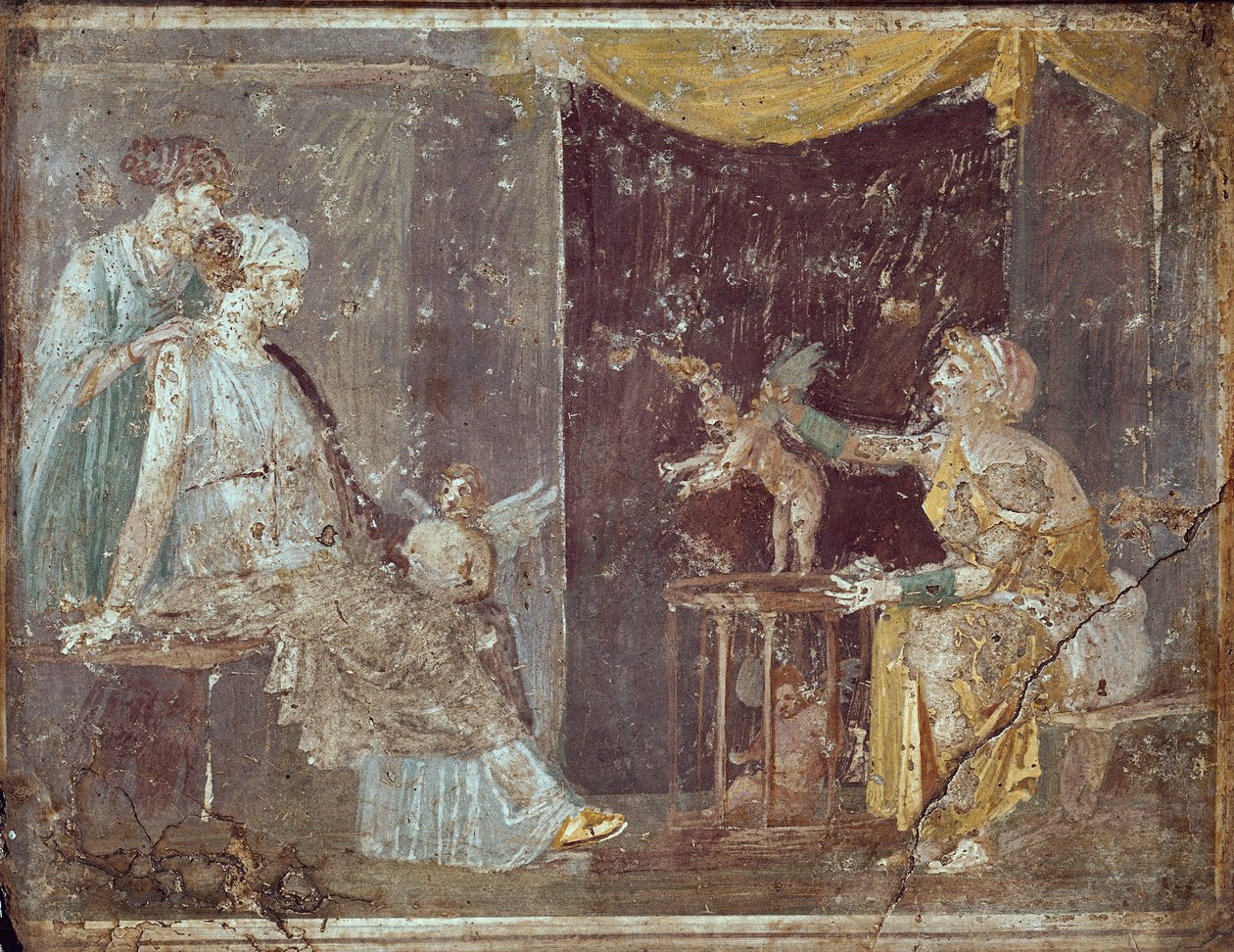 Mulher vendendo Cupidos, de Stabiae, século I aC-79 dC de Roman