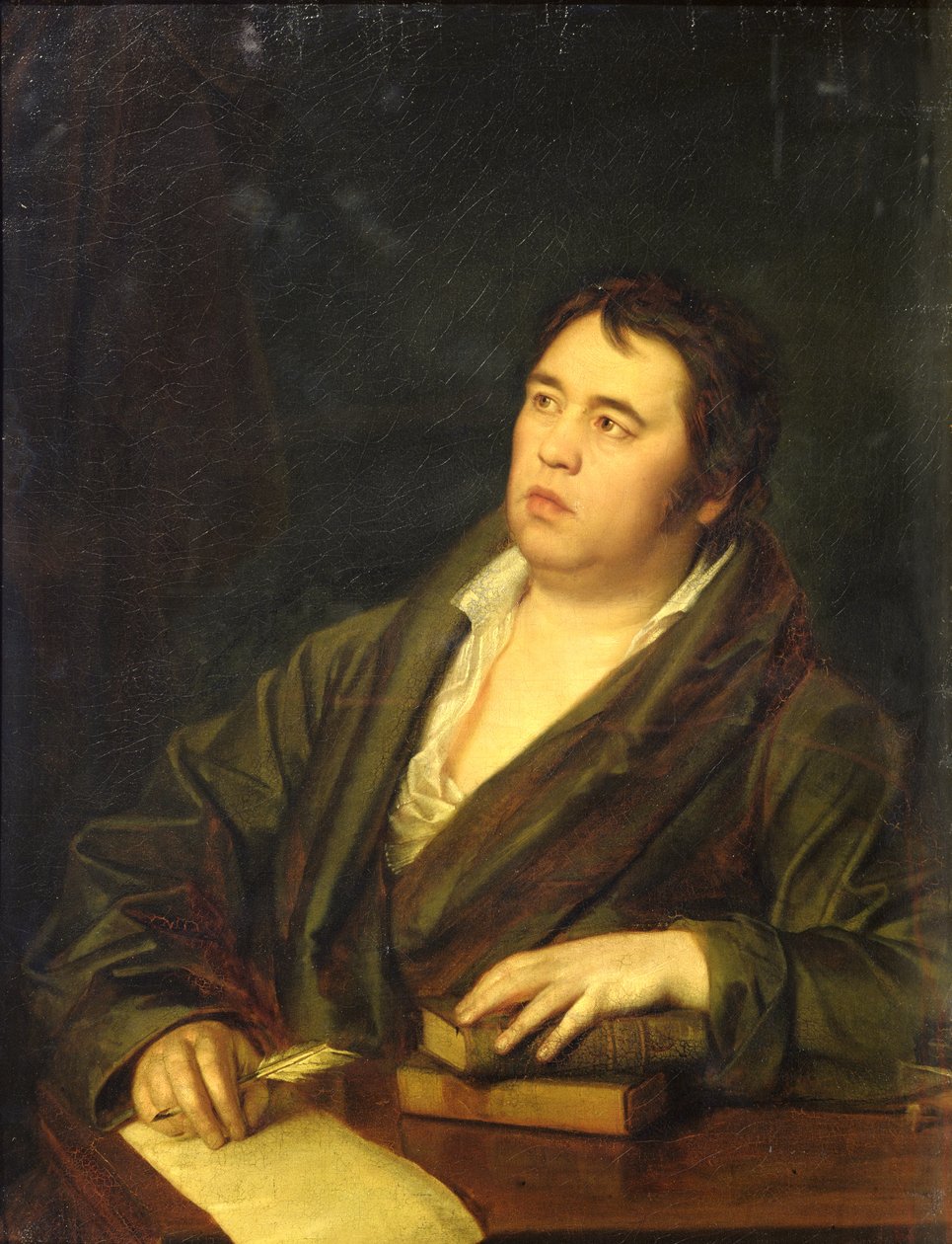 Retrato do poeta Ivan A. Krylov, 1812 de Roman Maximovich Volkov