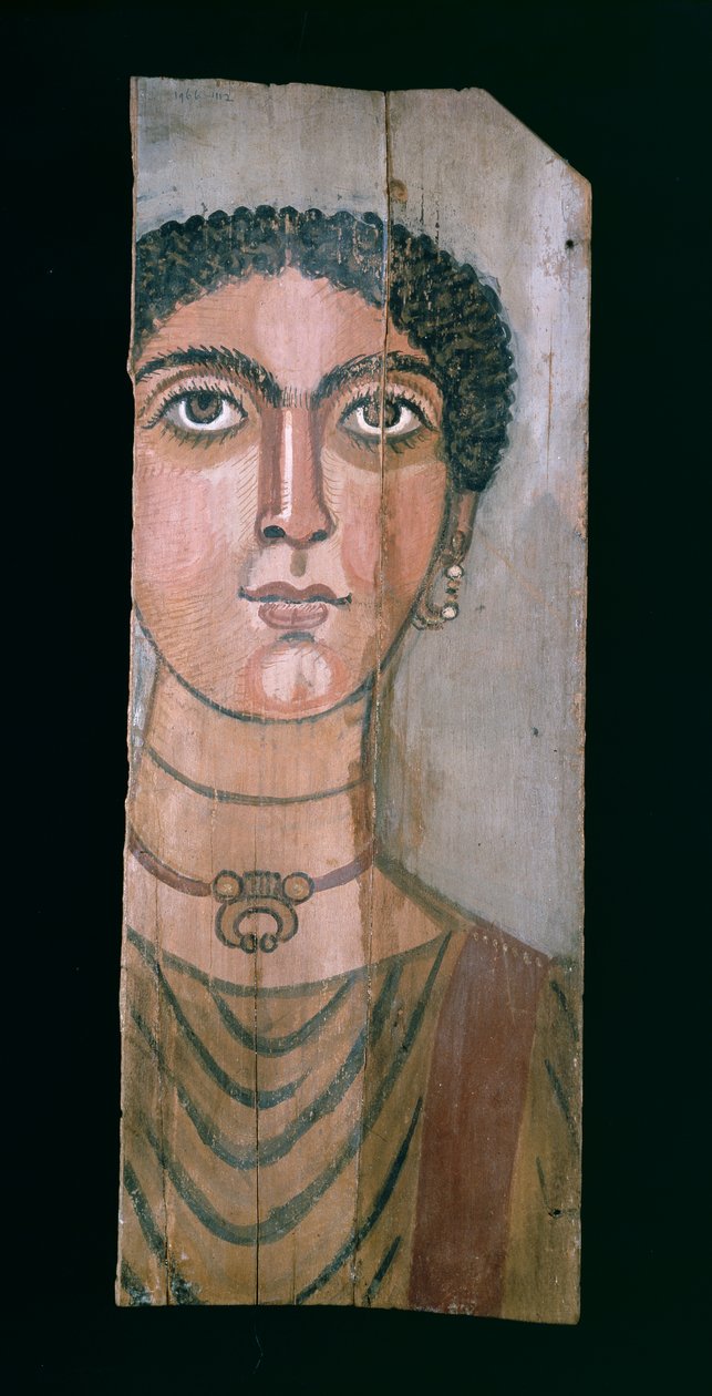 Retrato de múmia, 90-110 dC (madeira pintada) de Roman Period Egyptian