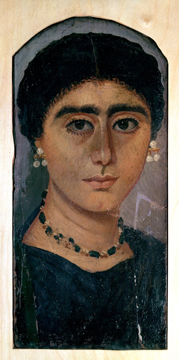 Retrato de uma mulher, de Fayum, do século I a IV (cera encáustica em madeira) de Roman Period Egyptian