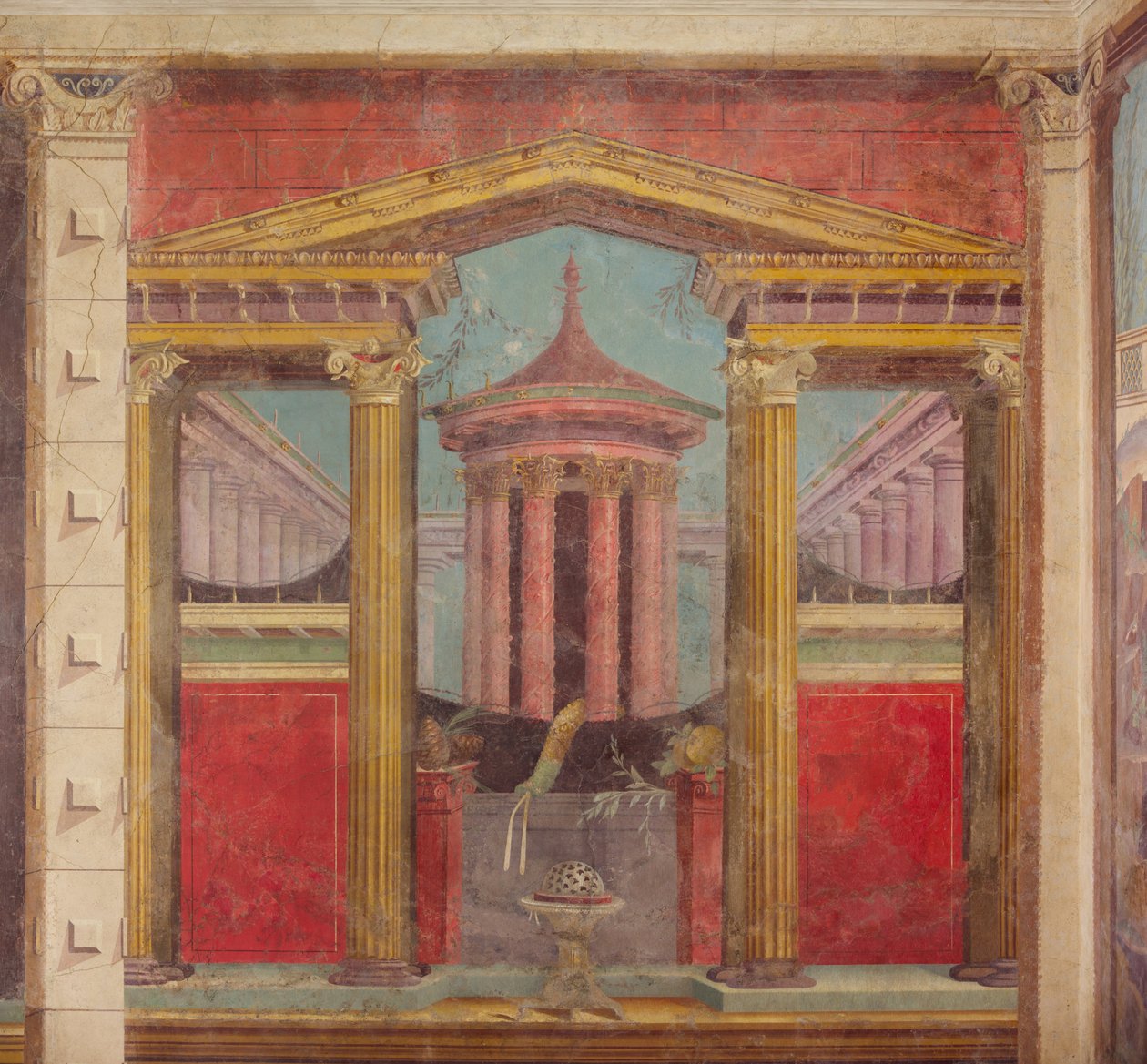 Pintura de parede do cubículo de uma villa em Boscoreale, c.50-40 aC de Roman Republican Period