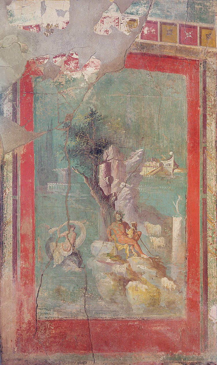 Detalhe de Galatéia e Polifemo, da Casa do Padre Amandus, c.15 aC-50 dC de Roman Roman