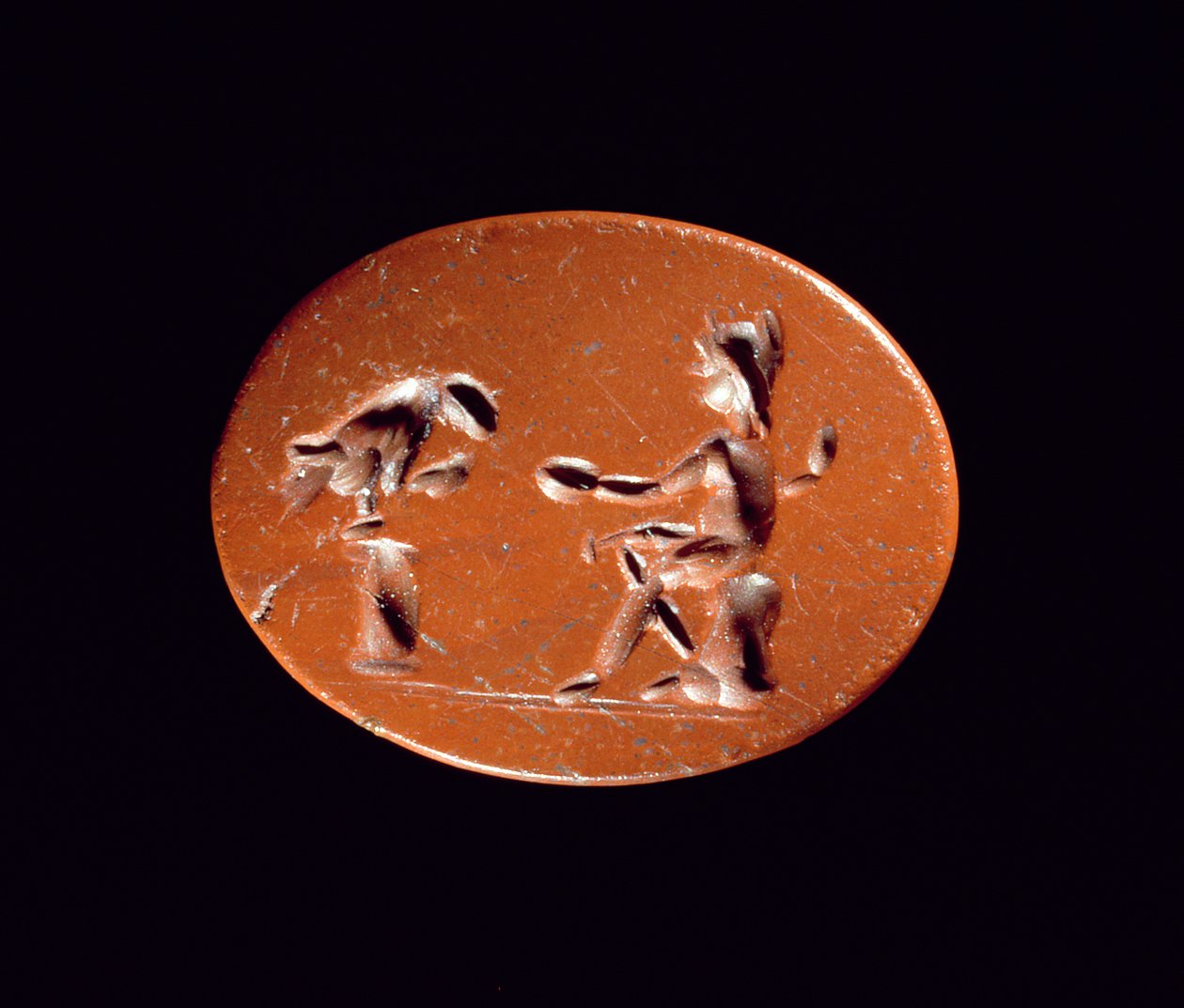 Intaglio mostrando Ganimedes Alimentando a Águia, do sítio romano em Newstead, Melrose de Roman Roman