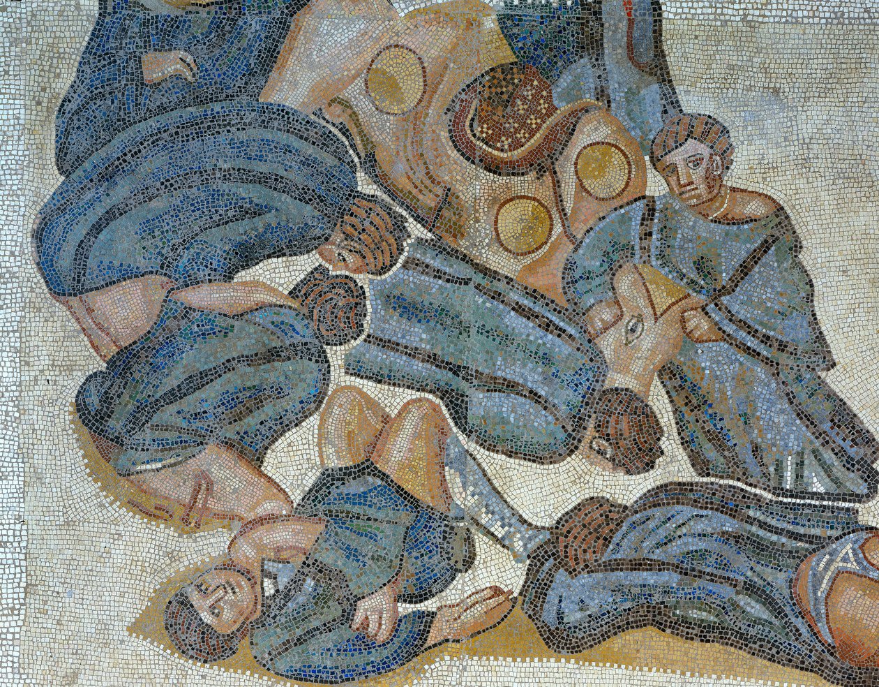 Mosaico, mostrando, cena, selvagem, animal, caça, detalhe de Roman Roman