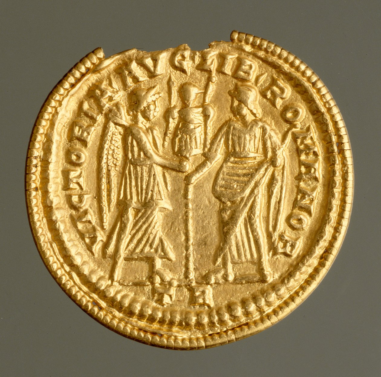 Solidus de Magnentius, encontrado em Kirchberg, c.350-353 (ouro) de Roman Roman