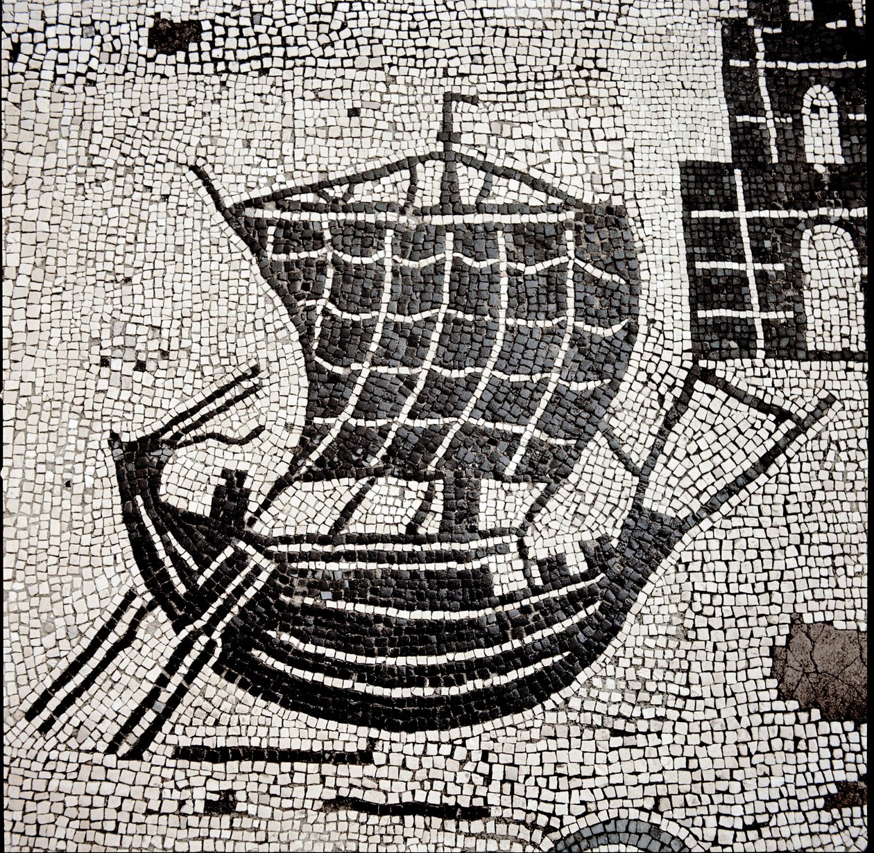 Um navio no porto de Óstia (mosaico de Roman