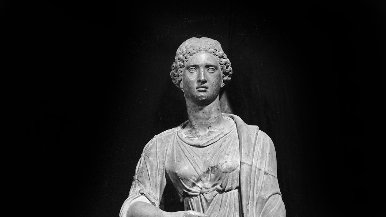 Agrippina a Jovem (15-59 d.C.) com seu filho Nero (37-68 d.C.) (mármore) (foto a p/b) (detalhe de 164899) de Roman