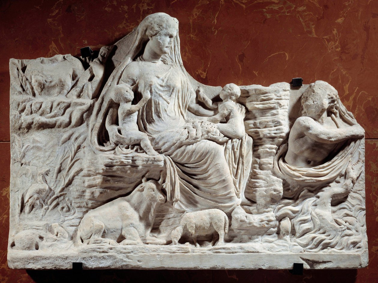 Personificação alegórica de alívio da Mãe Terra. Escultura encontrada em Cartago, início do século II. Paris, Musee Du Louvre de Roman