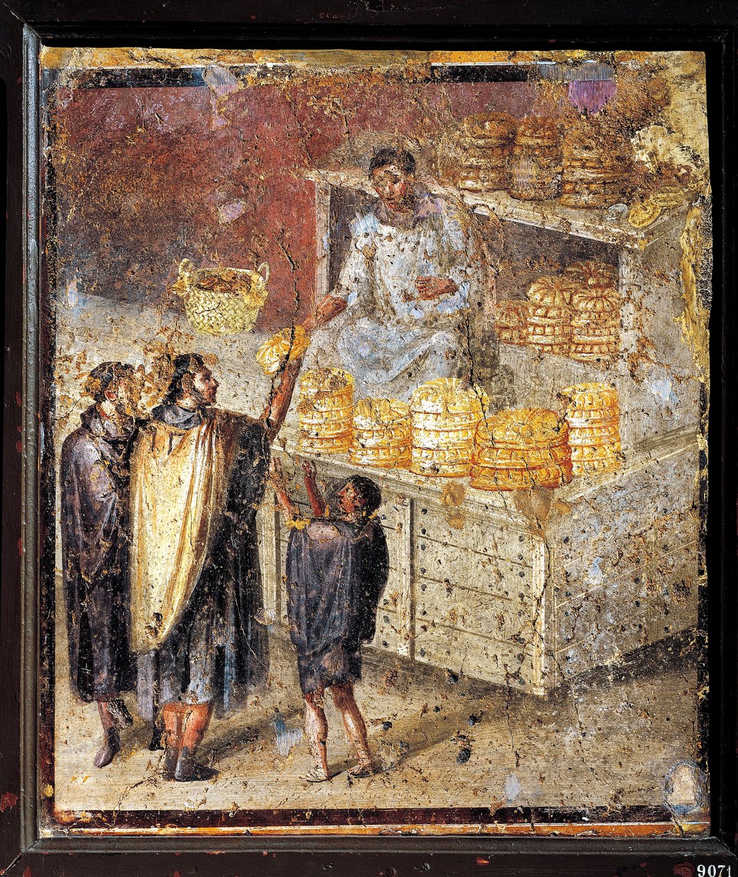 Antigo fresco romano com doação de pão de Roman