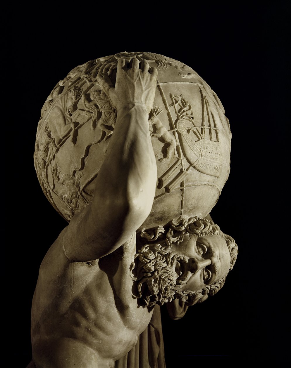 Atlas, cópia de um original grego helenístico (mármore) (detalhe) de Roman