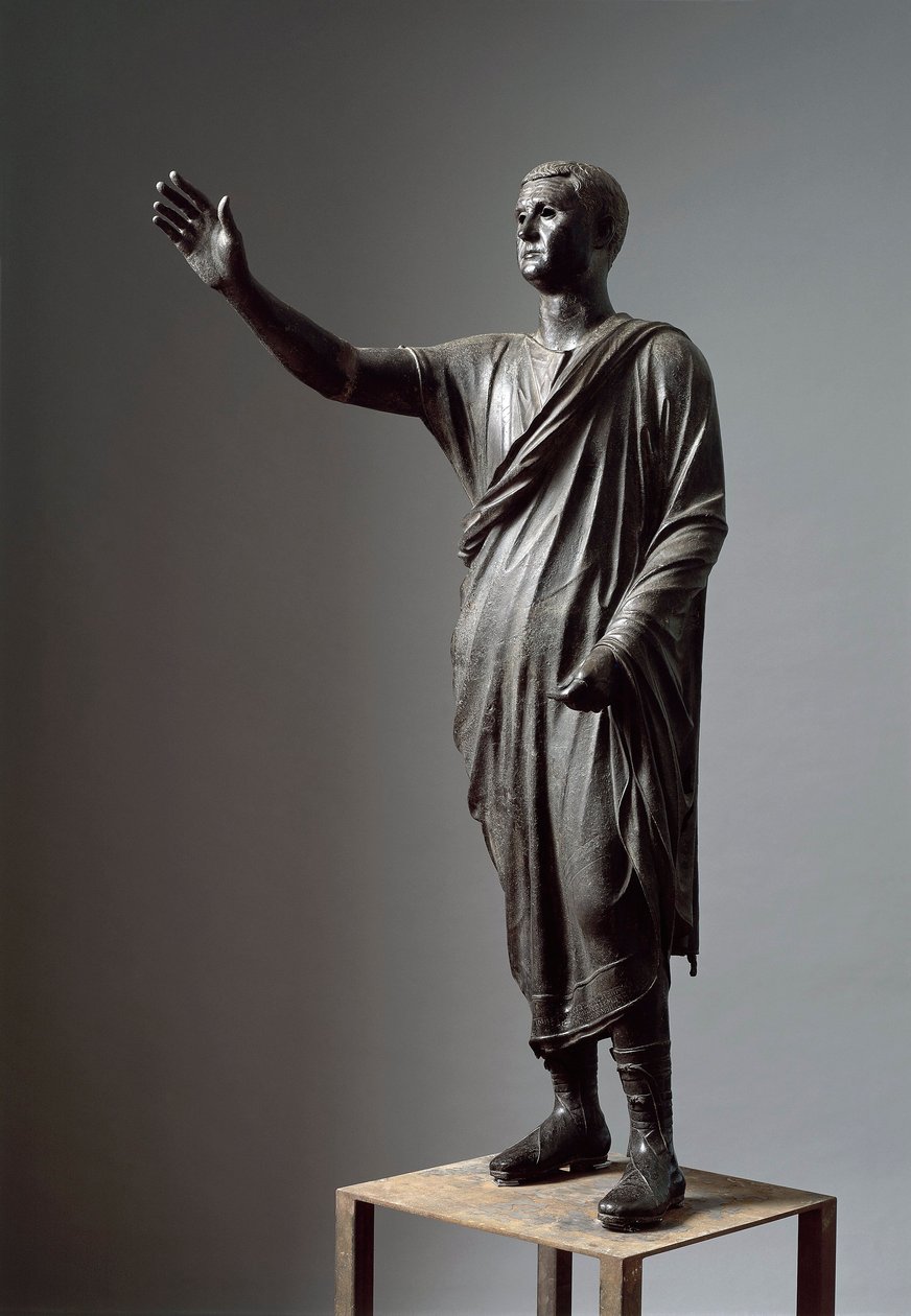 Aule Metele, Arringatore, O Orador, estátua de bronze, 80 a.c., de Pila (Perugia) de Roman