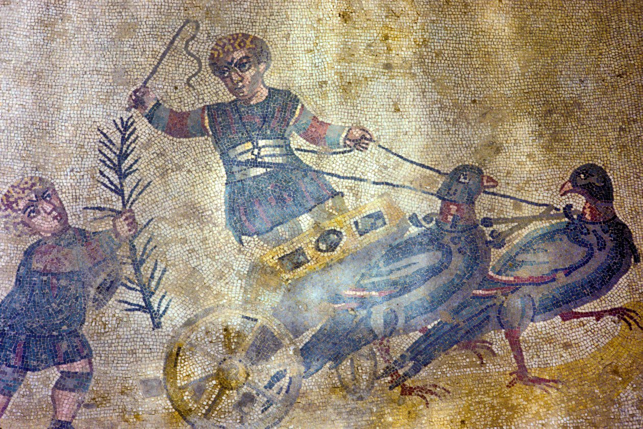 Carruagem de pássaros (mosaico) de Roman