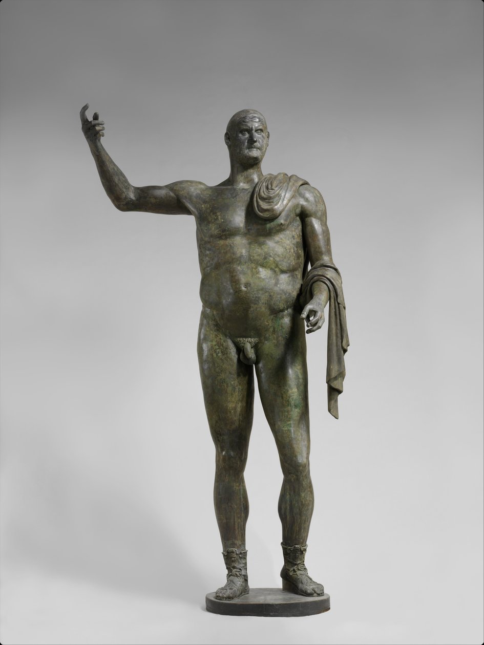 Estátua de Bronze do imperador Trebonianus Gallus, 251-253 d.C. (bronze) de Roman