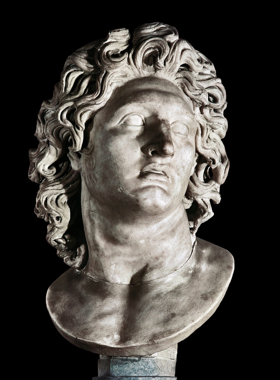 Busto de Alexandre o Grande (356-323 AC), rei da Macedónia e conquistador da Pérsia. Cópia romana de um original grego, século III-II a.C. (mármore) de Roman