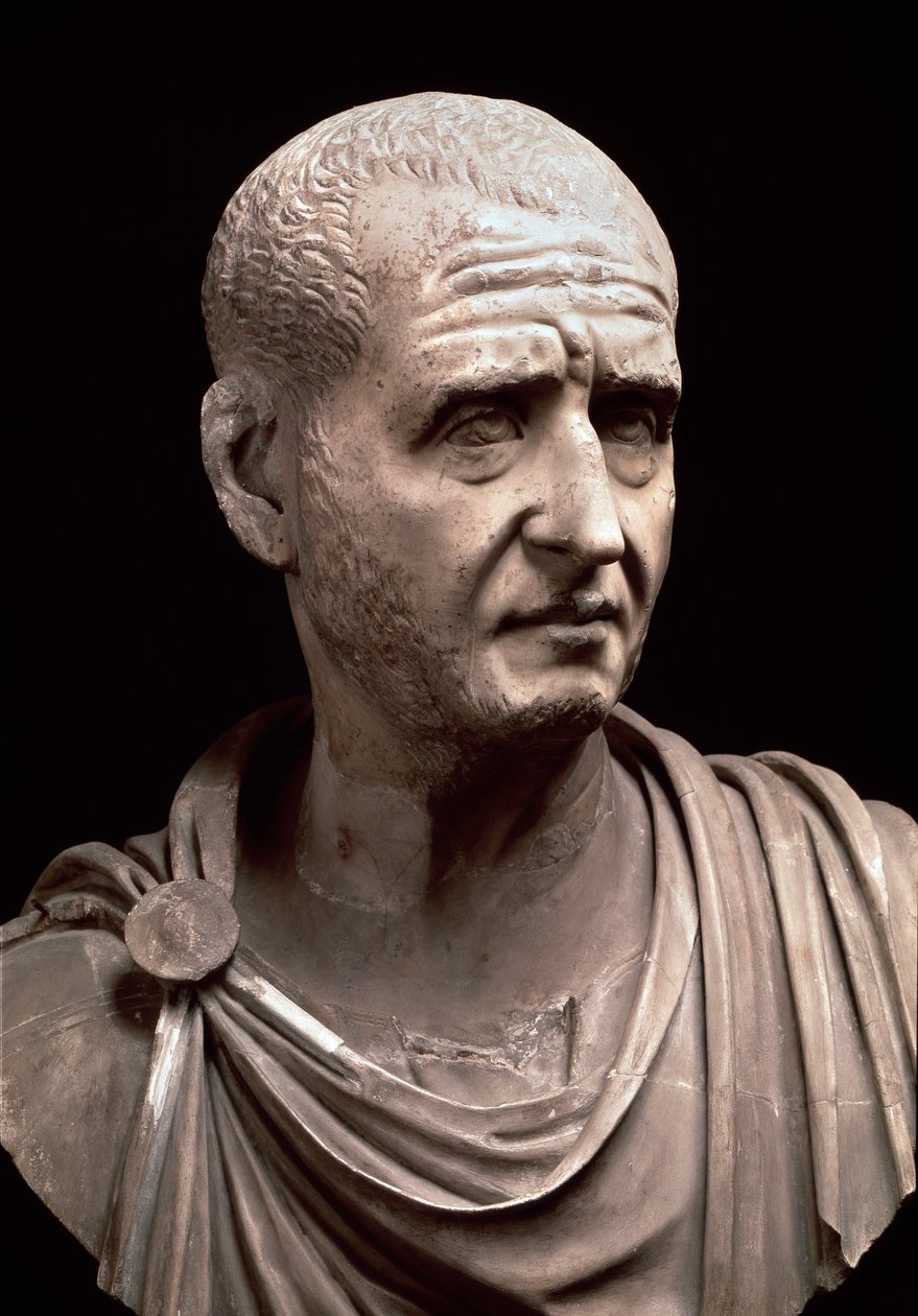 Busto do Imperador Decius (Escultura em mármore, século III) de Roman