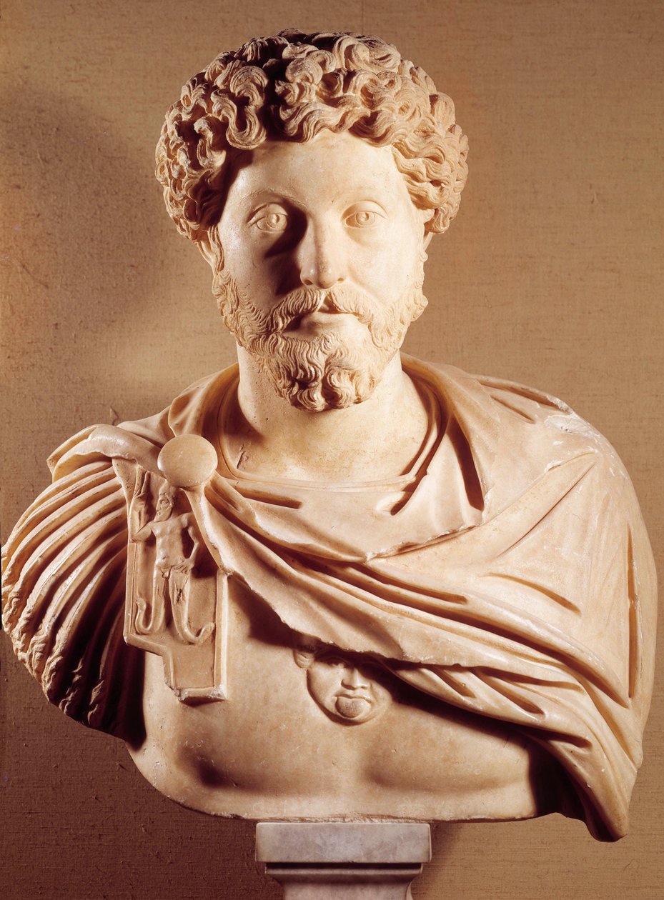 Busto de Marc Aurele (121-180 d.C.), Imperador Romano, Paris, Museu do Louvre de Roman