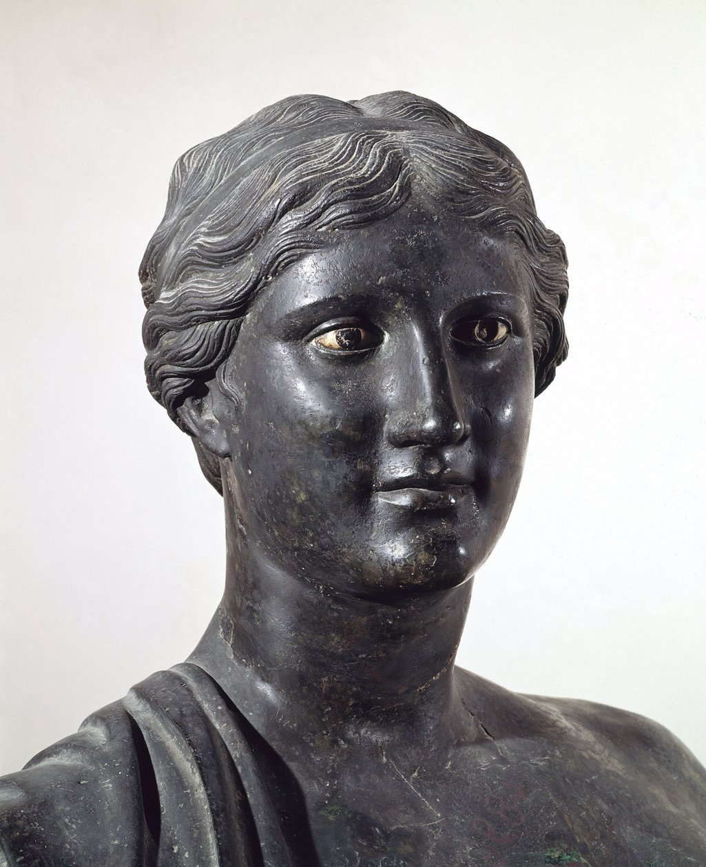 Busto de Sappho, estátua de bronze, de Villa de Papyri, Herculaneum, Campania, Itália, civilização romana de Roman