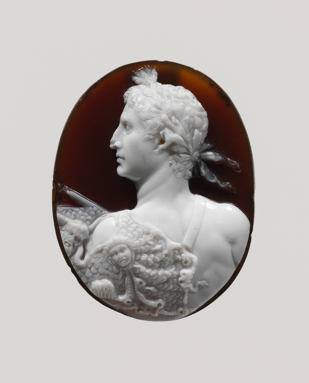 Retrato de camafeu do imperador Augusto, c.41–54 DC (sardônia) de Roman