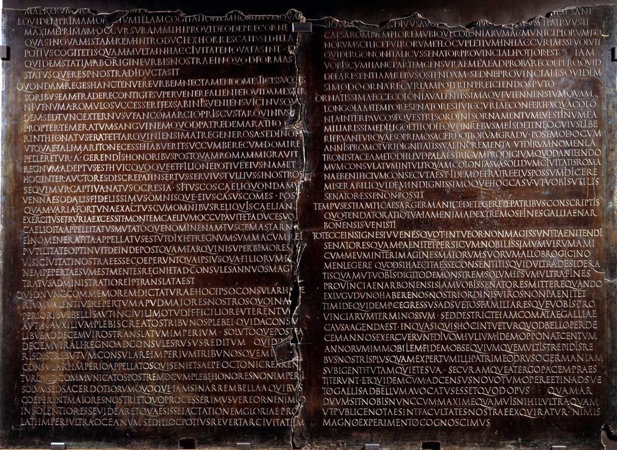 Claudienne table: discurso de Claude (Claudius ou Clodio de Roman