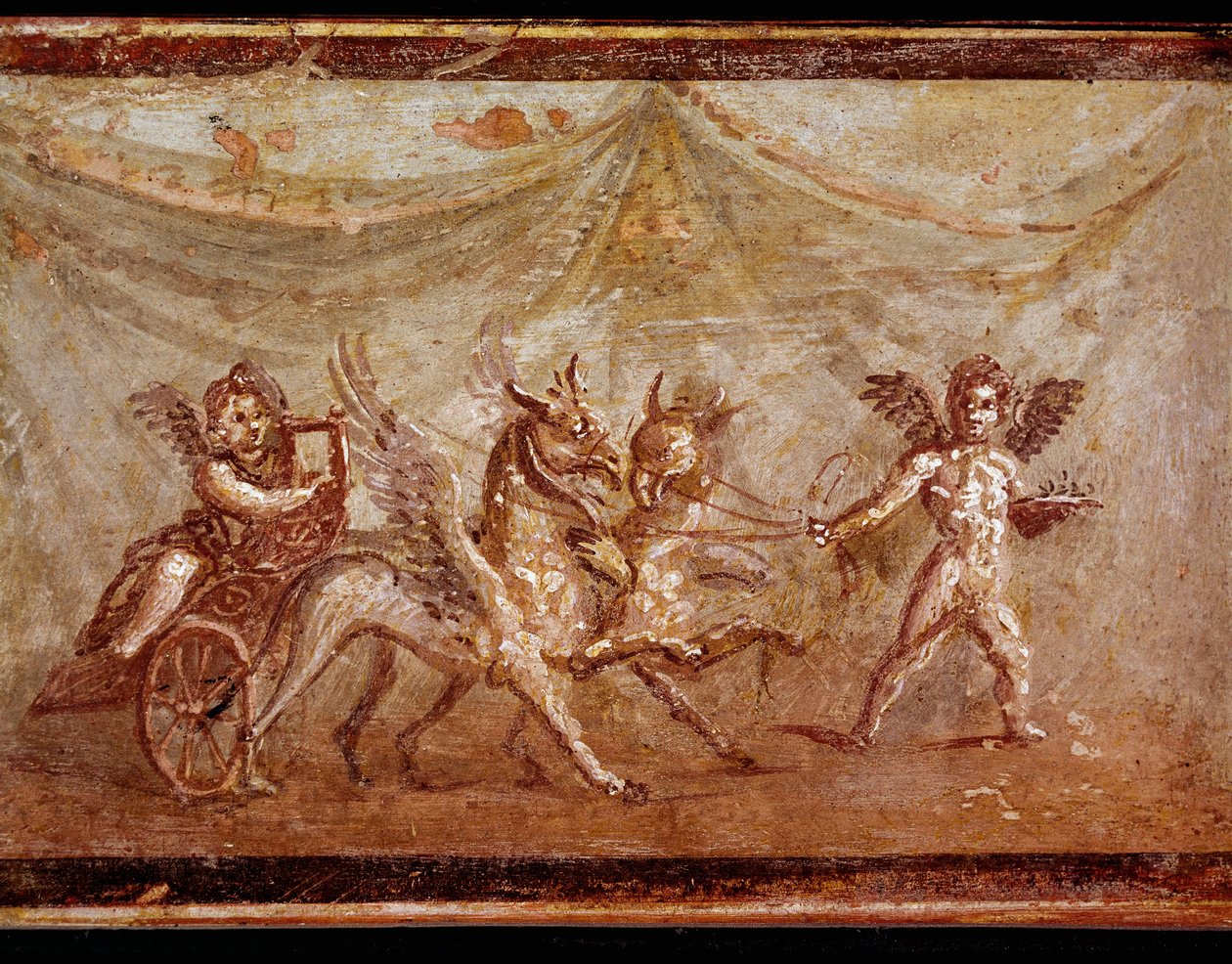 Cupidos jogando com Hippogriffs (fresco de Roman
