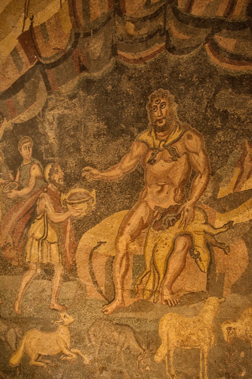 Mosaico de piso de ciclope, Villa Romana del Casale, Piazza Armerina, Sicília, Itália (foto) de Roman