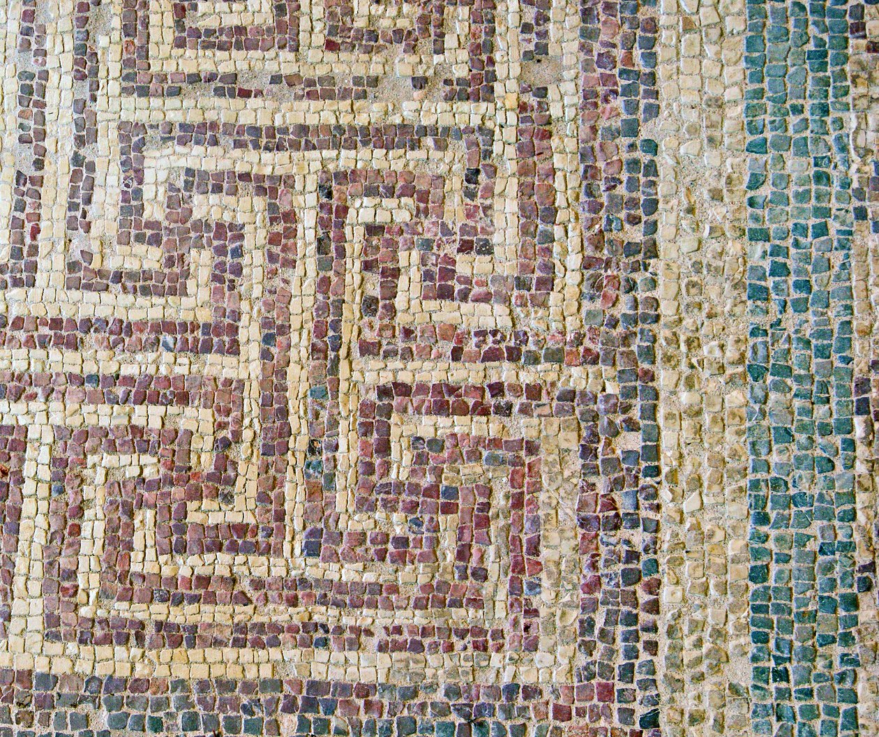 Detalhe, de, Geometric, tilework, casa, de, Theseus, paphos, chipre, mosaico de Roman