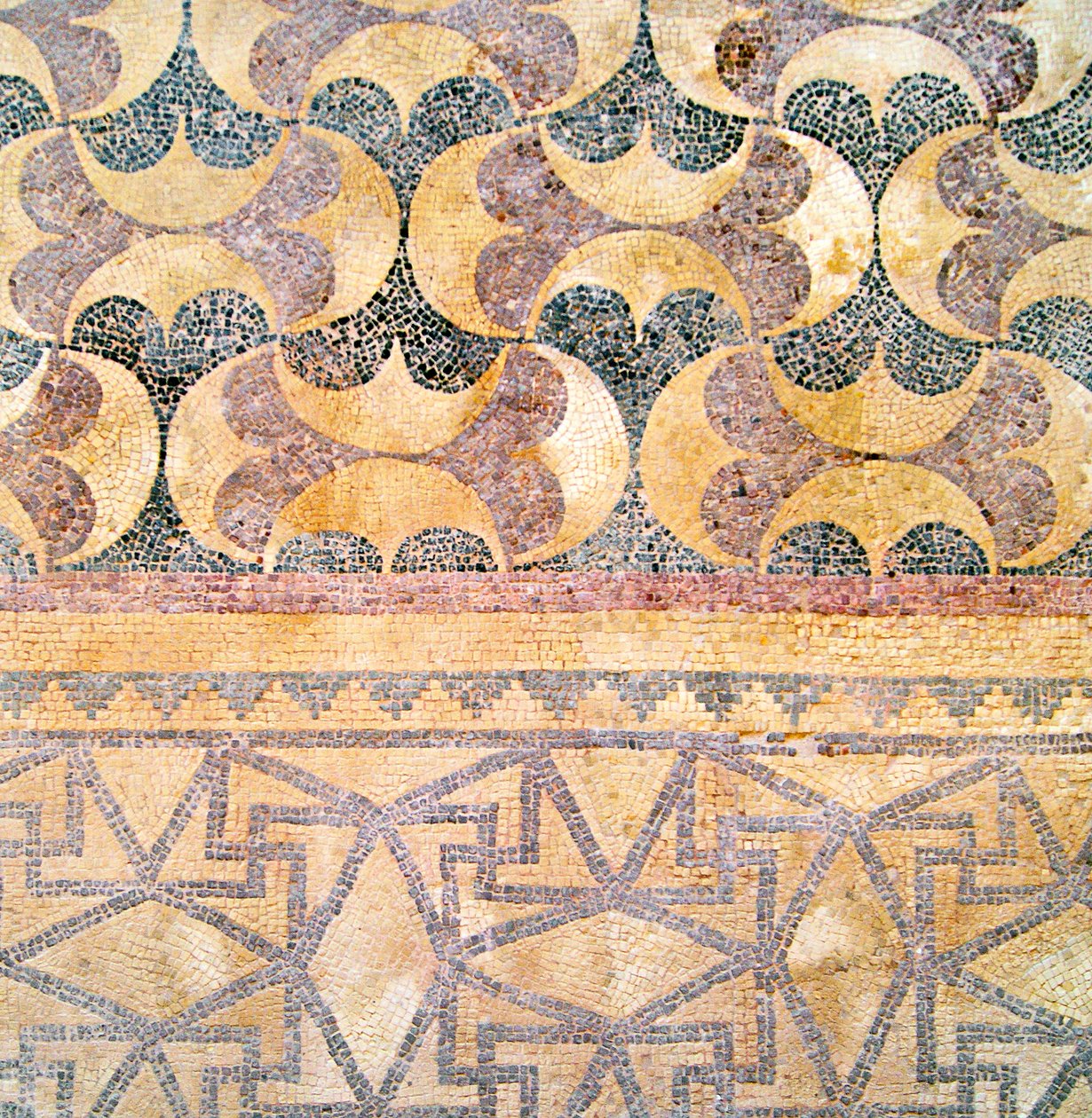 Detalhe, de, Geometric, tilework, casa, de, Theseus, paphos, chipre, mosaico de Roman