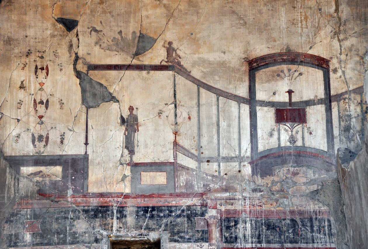 Pormenor de um fresco romano, Herculanum (fresco) de Roman