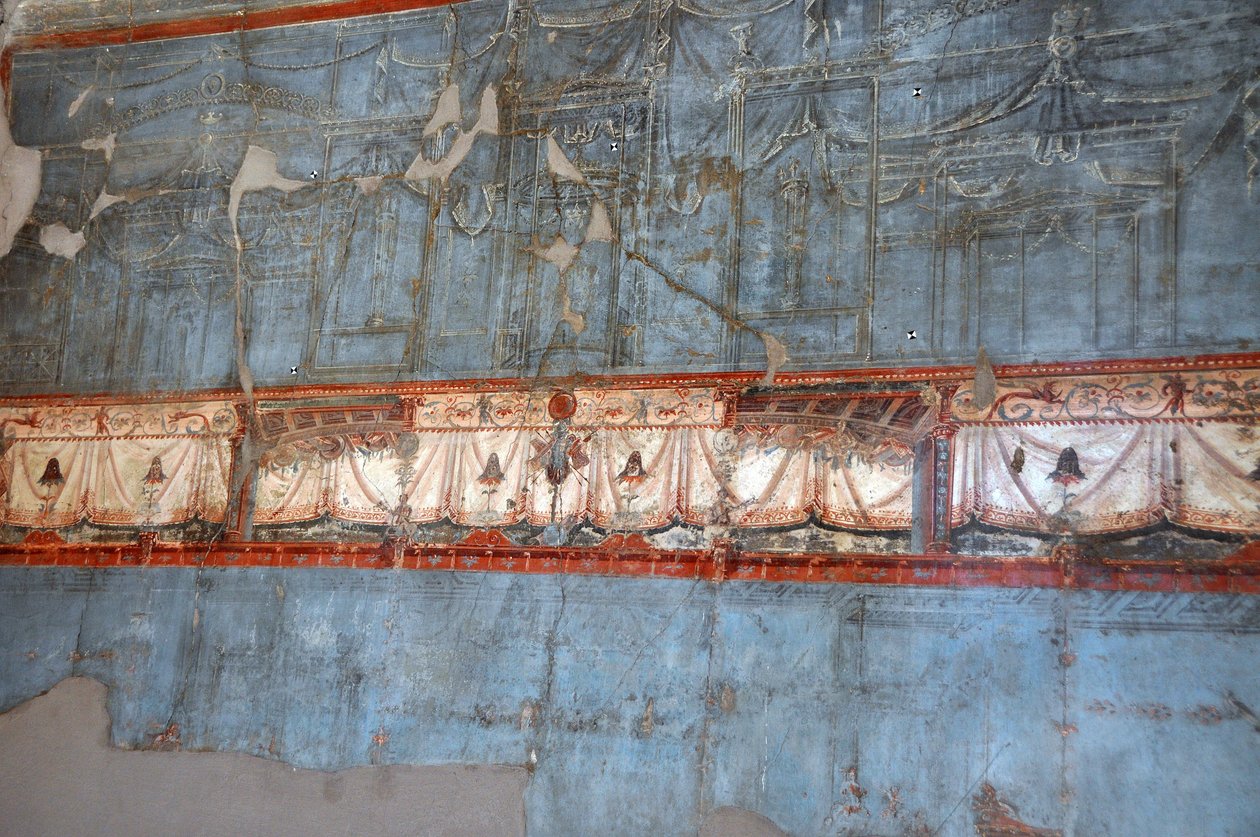 Pormenor de um fresco romano em Herculanum (fresco) de Roman
