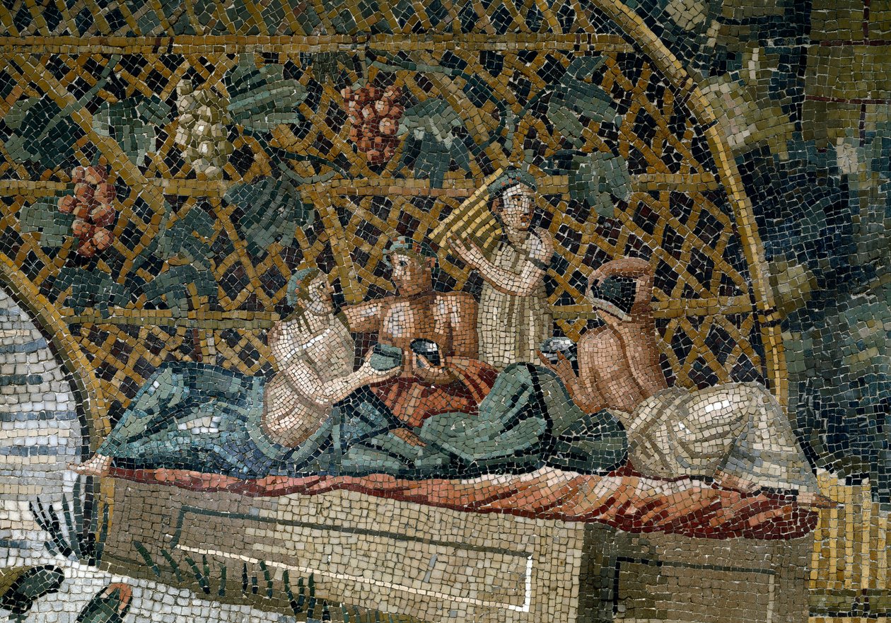 Detalhe do mosaico nilótico do Preneste (Palestrina) do santuário da deidade da Fortuna Primigênia, 80 a.C. de Roman