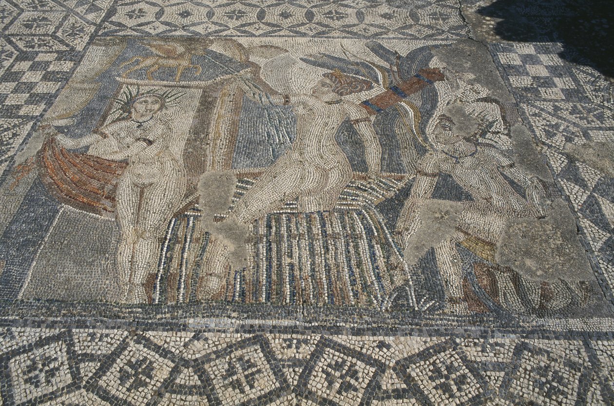Diana e Actaeon, do andar da procissão da Casa de Vênus (mosaico) de Roman