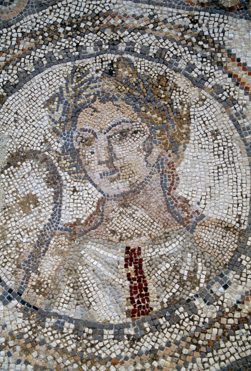 Rosto feminino, mosaico na cidade romana de Volubilis (Lista do Património Mundial da UNESCO de Roman