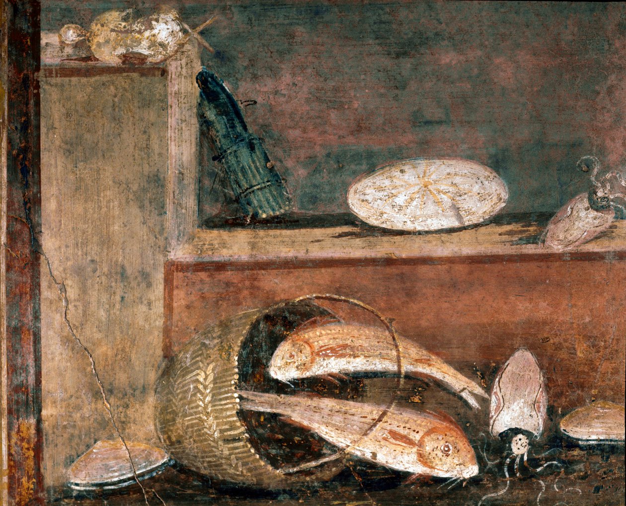 Peixes e espargos (fresco de Roman
